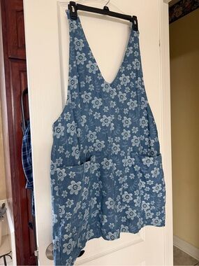 BiBi Denim Floral Jumper/Dress in Light Blue